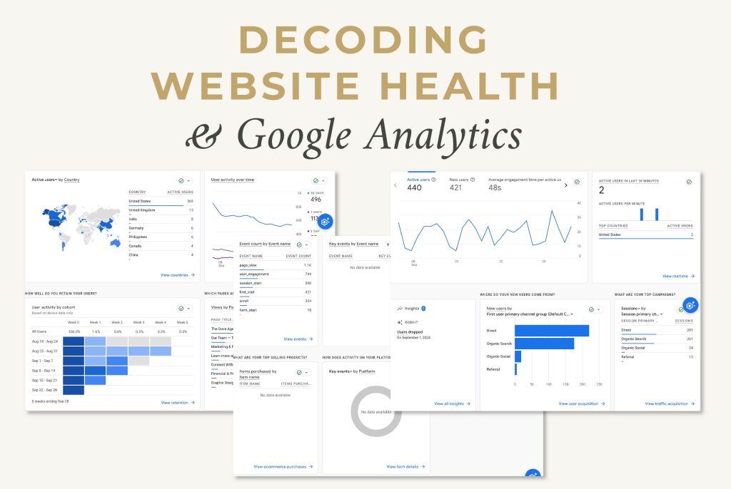 Decoding website health and Google Analytics screenshot