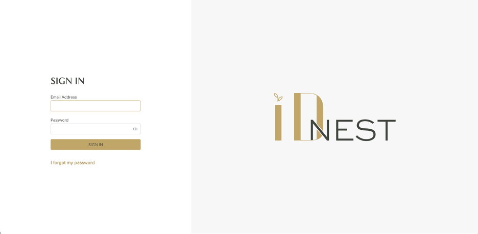 IDnest log in page