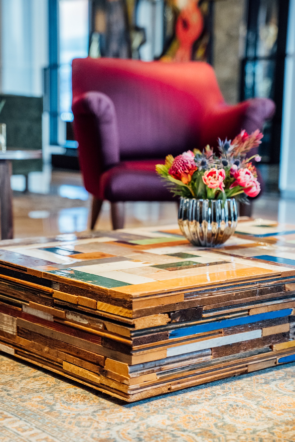 Decorative table with flowers