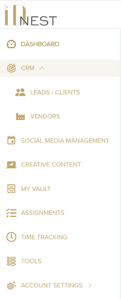 IDnest side bar menu