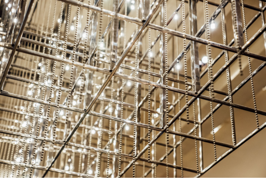 A geometric chandelier 