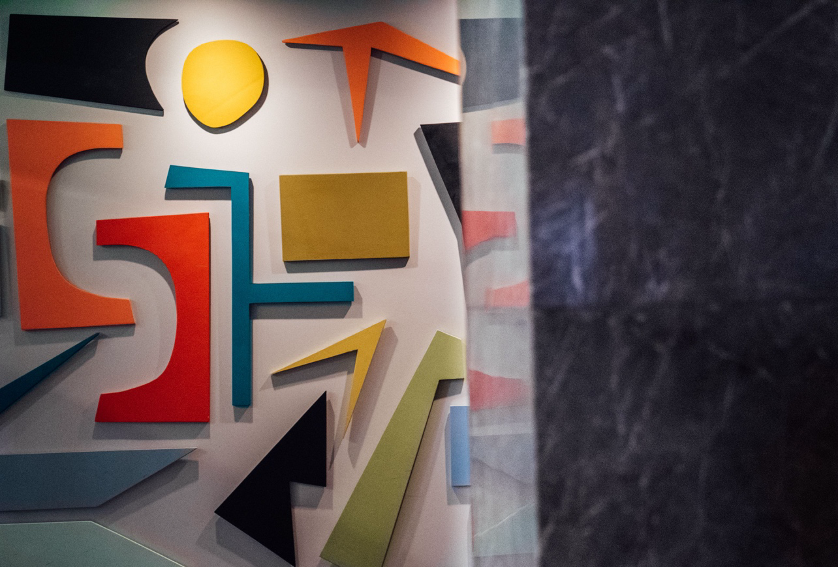 Colorful, geometric shapes on a wall